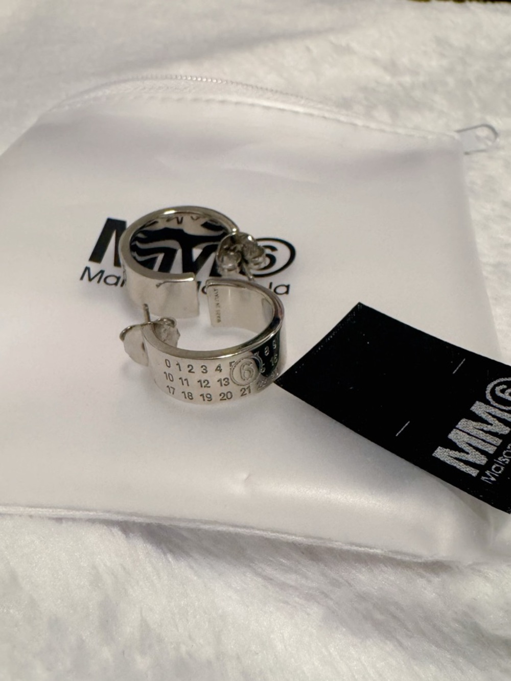 MM6 Maison Margiela - Silver Numeric Minimal Signature Hoop Earrings